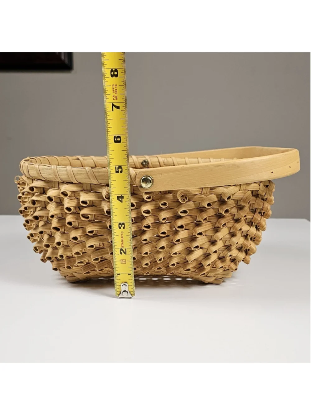 Vintage Native American Wabanaki Ash Splint Basket Curly Porcupine Weave 10